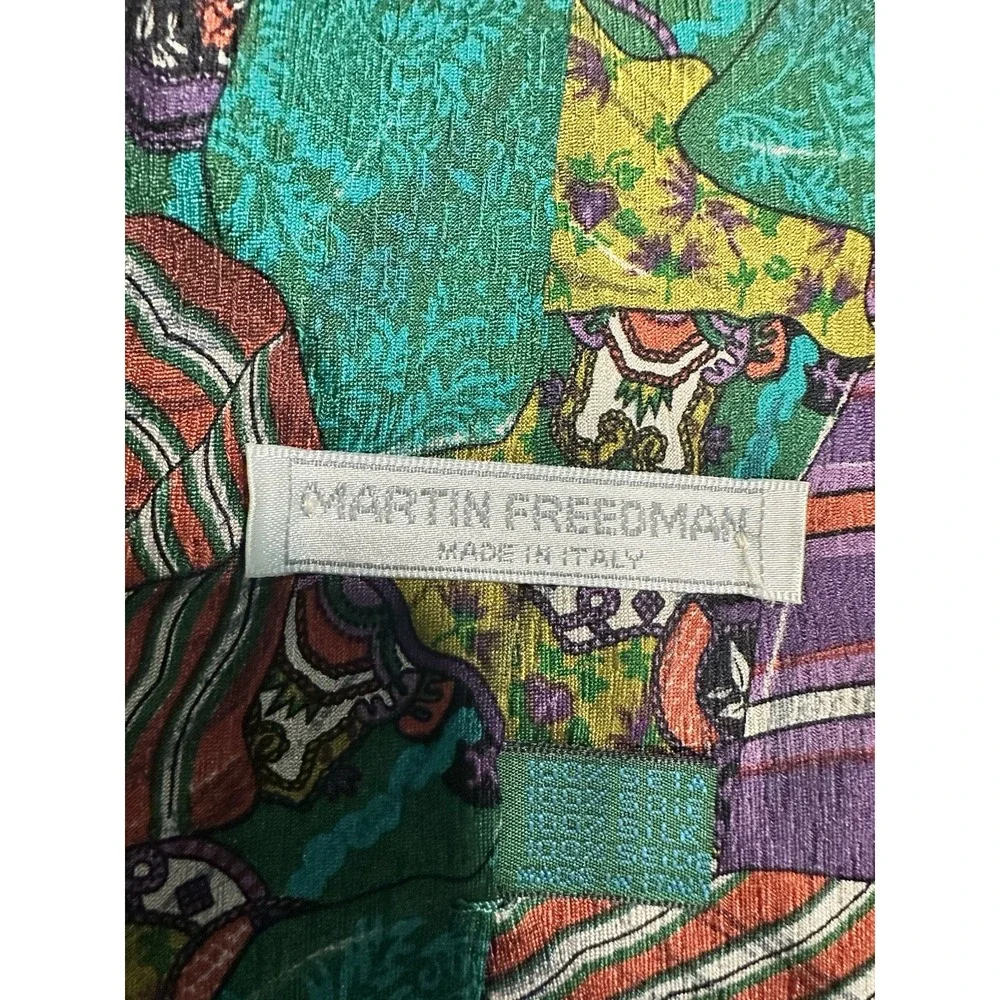 VTG Martin Freedman Colorful‎ Silk Neck Tie Unique Made In Italy